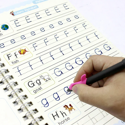 Magic Practice Copybook (4 Book)-FREE 10 Refill+ Pen + Grip