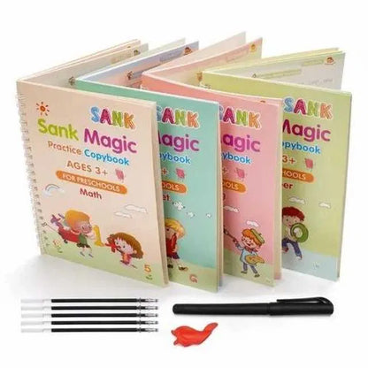 Magic Practice Copybook (4 Book)-FREE 10 Refill+ Pen + Grip